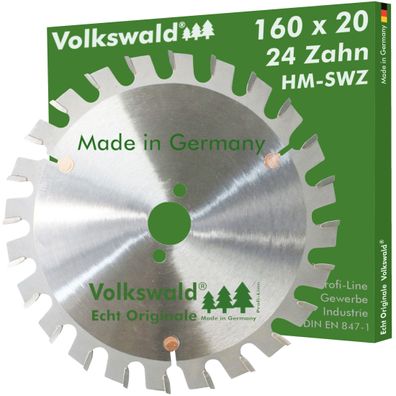 Voklswald ® HM-Kreissägeblatt SWZ 160x20mm Z= 24 Brennholz Hartholz
