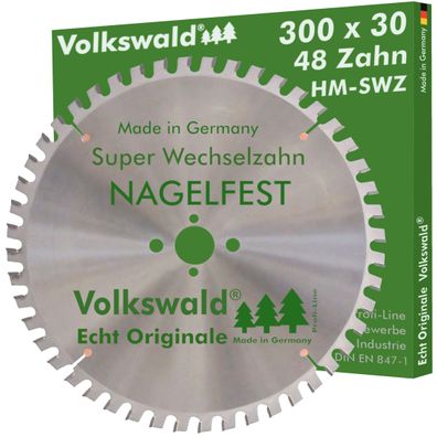Volkswald ® HM-Sägeblatt SWZ 300 x 30 mm Z= 48 Kreissägeblatt nagelfest
