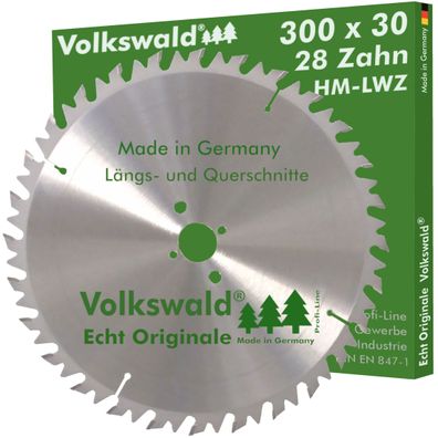 Volkswald ® HM-Sägeblatt LWZ 300 x 30 mm Z= 28 Kreissägeblatt Hartholz