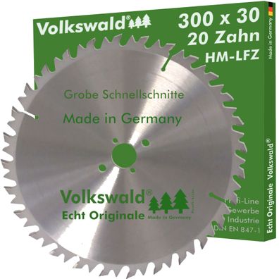 Volkswald ® HM-Sägeblatt LFZ 300 x 30 mm Z= 20 Hartholz Kreissägeblatt