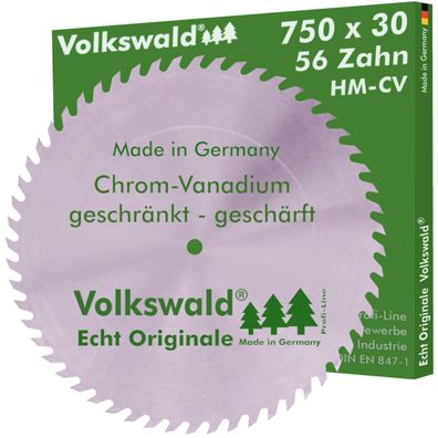 Volkswald ® Kreissägeblatt CV 750 x 30 mm Z= 56 Chrom-Vanadium Stahl