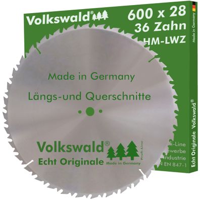 Volkswald ® HM-Sägeblatt LWZ 600 x 28 mm Z=36 Kreissägeblatt Hartholz