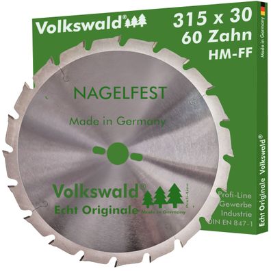 Volkswald ® HM-Sägeblatt FF 315 x 30 mm Z= 20 Nagelfest Kreissägeblatt Schalholz