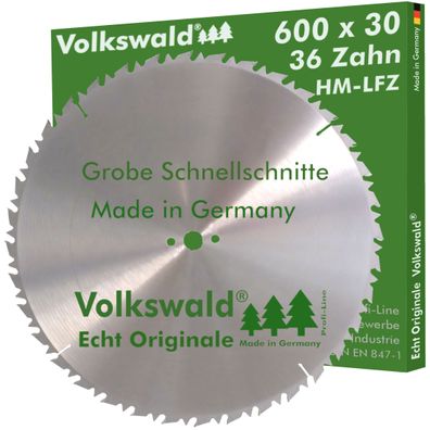 Volkswald ® HM-Sägeblatt LFZ 600 x 30 mm Z= 36 Hartholz Kreissägeblatt