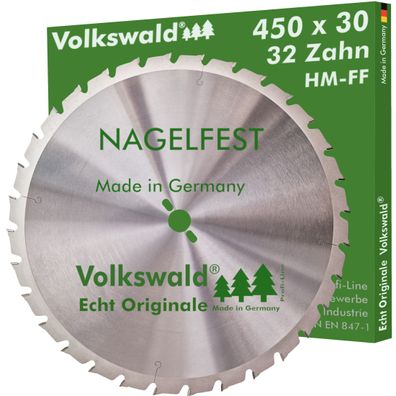 Volkswald ® HM-Sägeblatt FF 450 x 30 mm Z= 32 Nagelfest Kreissägeblatt Schalholz