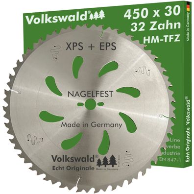 Volkswald ® HM-Sägeblatt TFZ 450 x 30 mm Z= 32 Kreissägeblatt EPS XPS