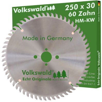 Volkswald ® HM-Sägeblatt KW 250 x 30 mm Z=60 Massivholz Kreissägeblatt