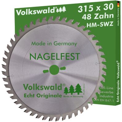 Volkswald ® HM-Sägeblatt SWZ 315 x 30 mm Z= 48 nagelfest Kreissägeblatt