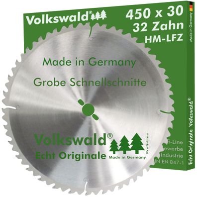 Volkswald ® HM-Sägeblatt LFZ 450 x 30 mm Z= 32 Kreissägeblatt Hartholz