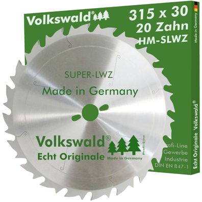 Volkswald ® HM-Sägeblatt SLWZ 315x30mm Z= 20 Kreissägeblatt Hartholz