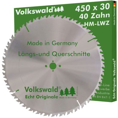 Volkswald ® HM-Sägeblatt LWZ 450 x 30 mm Z= 40 Hartmetall Kreissägeblatt