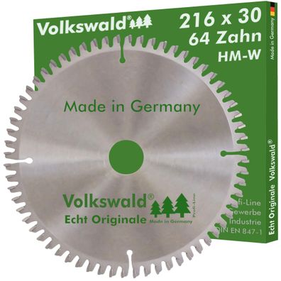Volkswald ® HM-Sägeblatt W 216 x 30 mm Z= 64 Massivholz Kreissägeblatt
