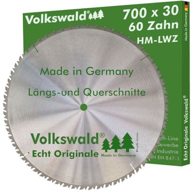 Volkswald ® HM-Sägeblatt LWZ 700 x 30 mm Z= 60 Kreissägeblatt Hartholz
