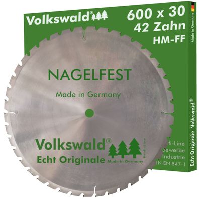 Volkswald ® HM-Sägeblatt FF 600 x 30 mm Z= 42 Nagelfest Kreissägeblatt Brennholz