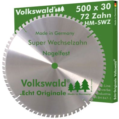 Volkswald ® HM-Sägeblatt SWZ 500 x 30 mm Z= 72 Kreissägeblatt nagelfest