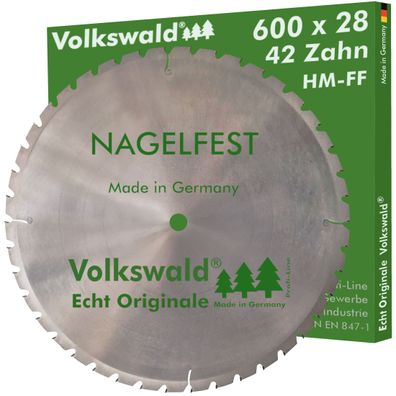 Volkswald ® HM-Sägeblatt FF 600 x 28 mm Z= 42 Nagelfest Brennholzsäge Kreissägeblatt