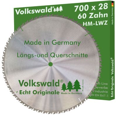 Volkswald ® HM-Sägeblatt LWZ 700 x 28 mm Z= 60 Hartholz Kreissägeblatt