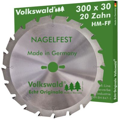 Volkswald ® HM-Sägeblatt FF 300 x 30 mm Z= 20 Nagelfest Kreissägeblatt Bauholz
