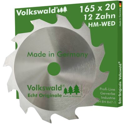 Vokswald ® HM-Sägeblatt W 165 x 20 mm Extra-Dünn Z= 12 Kreissägeblatt