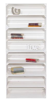 Bücherregal mit 8 Ebenen für Büro und Wohnzimmer Holz weiß braun geflammt 160x68x3...