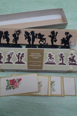 6 Plischke Kunst Tischkartenständer Kinder 12 Karten original Karton Scherenschnitt