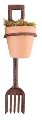 Esschert Design Blumentopfhalter Mini-Harke mit Tontopf
