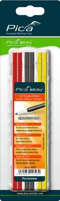 Pica BIG Dry 12 x Ersatzminen Sommer Set je 4 x Graphit Rot Gelb