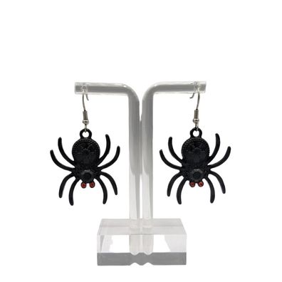 Halloween Ohrhaken im Spinne mit roten Augen Design in schwarz