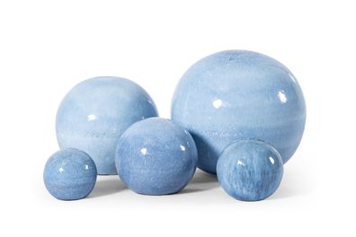 Gartenkugeln Rosenkugeln Keramik 3er Set Azur blau glasiert frostfest