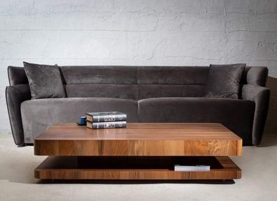 Industrial Design: Braun Couchtisch mit Holzplatte für das Wohnzimmer