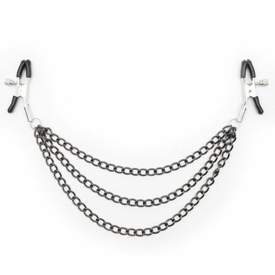 OHMAMA FETISH BLACK NIPPLE CLAMPS WITH MULTI CHAINS