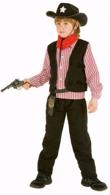 Cowboy schwarz 3-tlg Kostüm Kinder - Größe: 104
