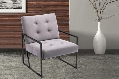 Wohnzimmer Sessel Lila Farbe Metallbeine Textil 1-sitzer Chesterfield