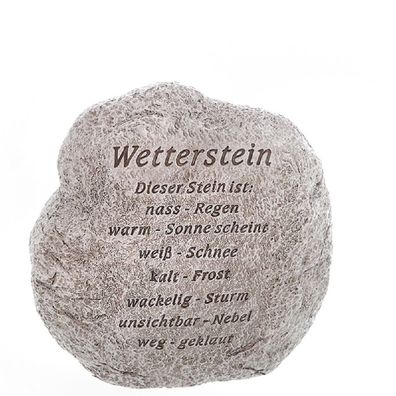 Wetterstein, Deko Stein mit lustigem Schriftzug, Gartenfigur, Gartendeko