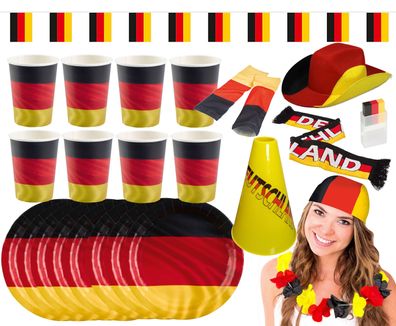 Amscan - großes Deutschland Fan-Set (25-teilig) WM EM Feier Party Fußball Paket