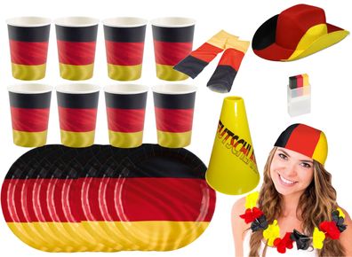 Amscan - großes Deutschland Fan-Set (23-teilig) EM WM Fanmeile Party Fußball