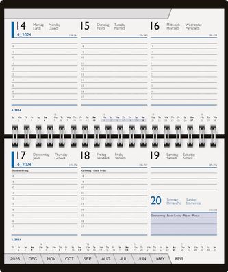 2024 ADINA Taschenkalender 1 Woche / 2 Seiten schwarzer Einband