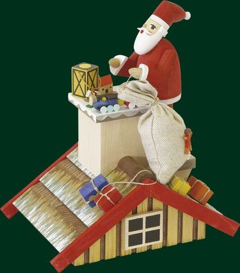 Räuchermann Santa auf dem Dach Höhe= 20cm NEU Räuchermann Schnee Rauchmann Räuche