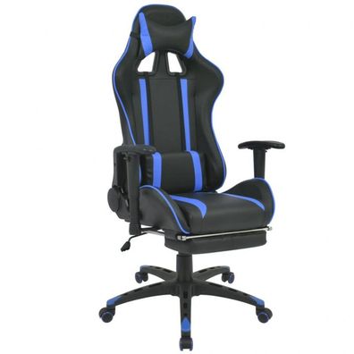 Neigbarer Racing-Bürostuhl mit Fußstütze Blau (Farbe: Blau)