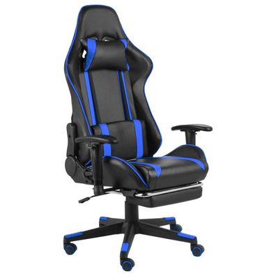 Gaming-Stuhl mit Fußstütze Drehbar Blau PVC (Farbe: Blau)