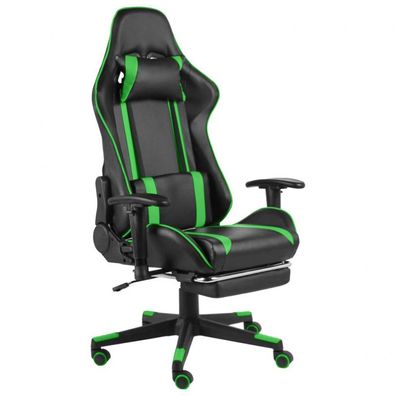 Gaming-Stuhl mit Fußstütze Drehbar Grün PVC (Farbe: Grün)