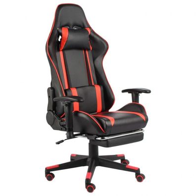 Gaming-Stuhl mit Fußstütze Drehbar Rot PVC (Farbe: Rot)