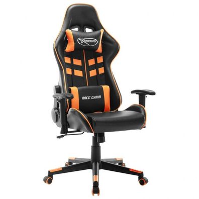 Gaming-Stuhl Schwarz und Orange Kunstleder (Farbe: Mehrfarbig)