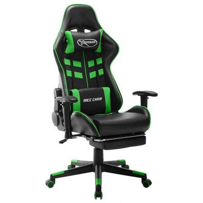 Gaming-Stuhl mit Fußstütze Schwarz und Grün Kunstleder (Farbe: Mehrfarbig)