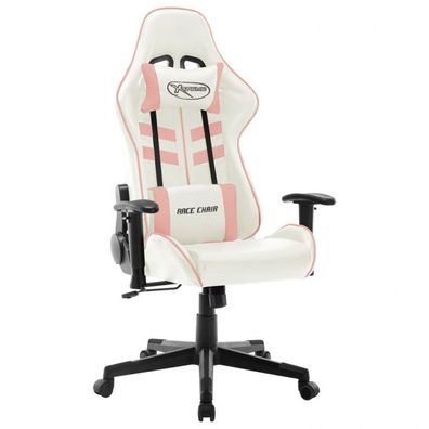 Gaming-Stuhl Weiß und Rosa Kunstleder (Farbe: Mehrfarbig)
