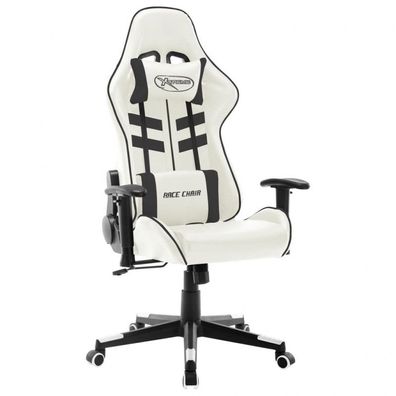 Gaming-Stuhl Weiß und Schwarz Kunstleder (Farbe: Mehrfarbig)
