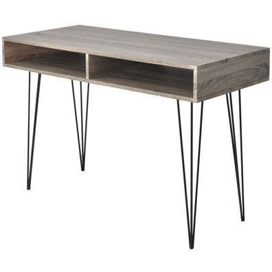 Schreibtisch mit 2 Fächern Grau (Farbe: Mehrfarbig)