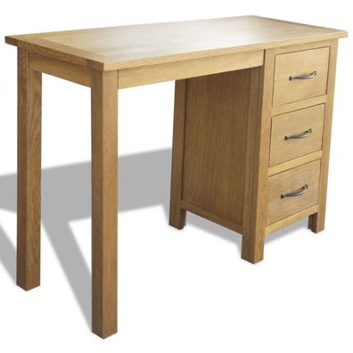 Schreibtisch mit 3 Schubladen 106x40x75 cm Massivholz Eiche (Farbe: Braun)