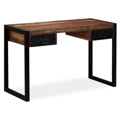 Schreibtisch mit 2 Schubladen Altholz Massiv 120x50x76 cm (Farbe: Mehrfarbig)