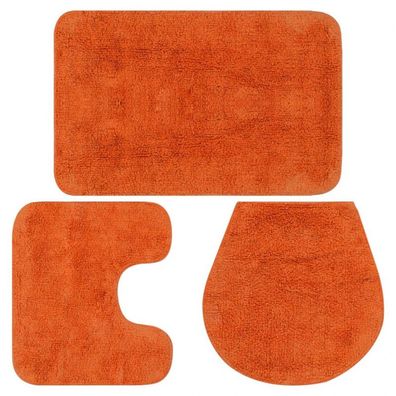 Badematten-Set 3-tlg. Stoff Orange (Farbe: Orange)